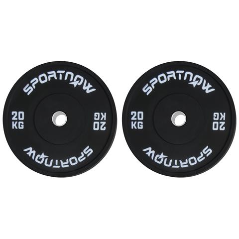 Set Di 2 Dischi Palestra Da 20kg Per Bilanciere E Manubri Con Attacco Ø5cm, Nero - Foto 1