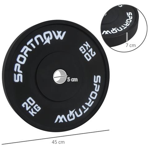 Set Di 2 Dischi Palestra Da 20kg Per Bilanciere E Manubri Con Attacco Ø5cm, Nero - Foto 2