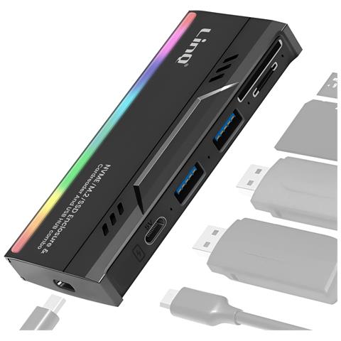 Hub Usb Con Lettore Disco Rigido Ssd + 2 Usb + Lettore Di Schede Tf /sd, Nero - Foto 1