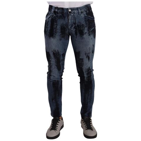 Jeans Skinny In Denim Di Cotone Nero Blu - It48 - M - Foto 1