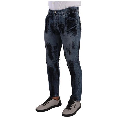 Jeans Skinny In Denim Di Cotone Nero Blu - It48 - M - Foto 4