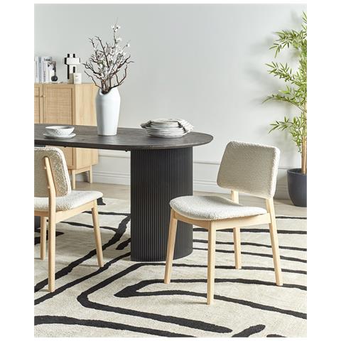 Set Di 2 Sedie Da Pranzo Blane Legno Di Caucciù Bianco Sporco - Foto 1
