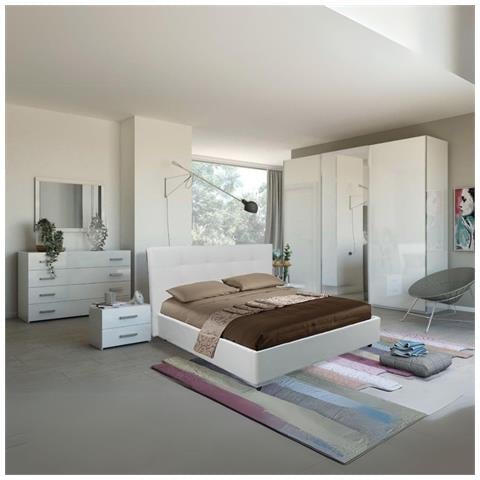 Camera Da Letto Amara Bianco Laccato Con Armadio 3 Ante Scorrevoli - Foto 1