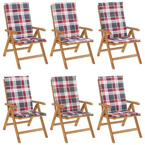 Sedie da Giardino Reclinabili con Cuscini 6 pz in Legno di Teak - Foto 1