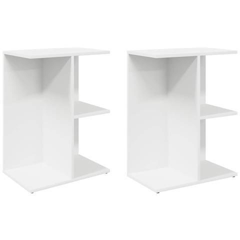 Comodini 2 Pz Bianchi 46,5x29x61 Cm In Legno Multistrato - Foto 2