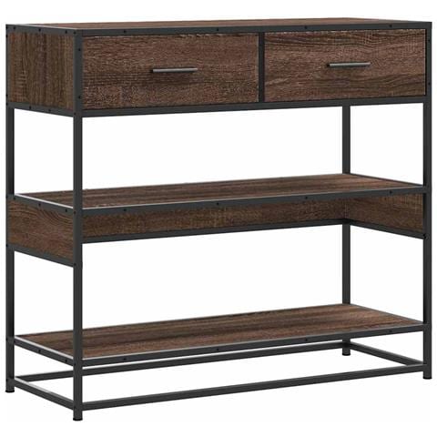 Tavolo Consolle Rovere Marrone 90x35x80 Cm Legno Multistrato - Foto 2