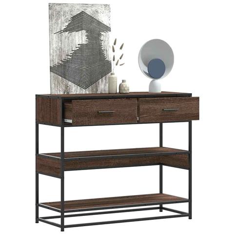 Tavolo Consolle Rovere Marrone 90x35x80 Cm Legno Multistrato - Foto 1