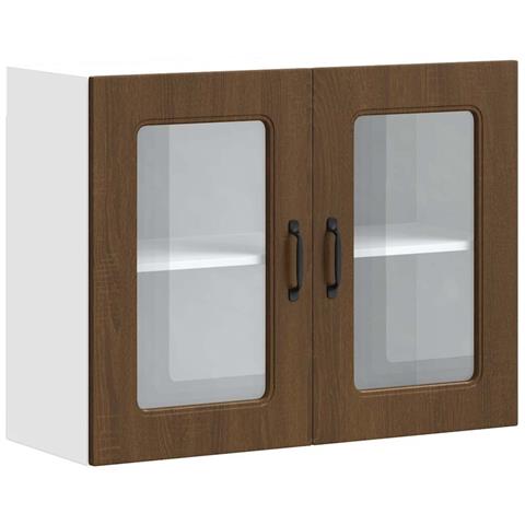 Pensile Da Cucina Con Porta In Vetro Kalmar Rovere Marrone - Foto 2