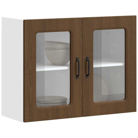 Pensile Da Cucina Con Porta In Vetro Kalmar Rovere Marrone - Foto 1