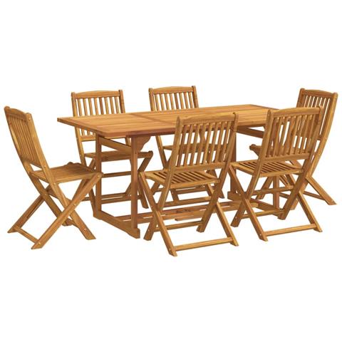 Set Da Pranzo Da Giardino 7pz 180x90x75cm Legno Massello Acacia - Foto 2