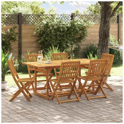 Set Da Pranzo Da Giardino 7pz 180x90x75cm Legno Massello Acacia - Foto 1