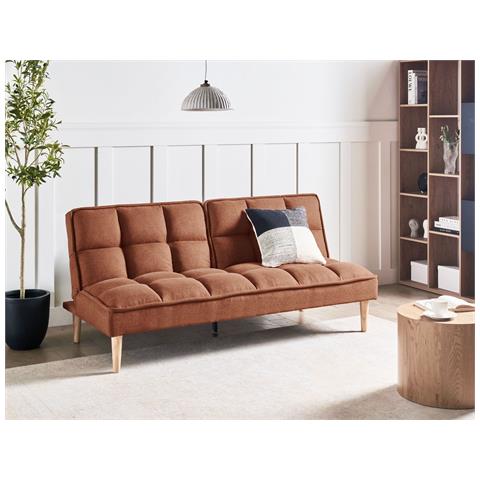 Divano Letto 3 Posti Siljan Tessuto Marrone Dorato - Foto 1