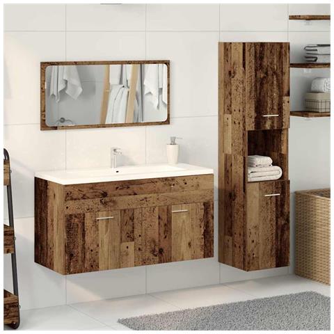 Set Mobili Da Bagno 3 Pz Legno Antico In Legno Multistrato - Foto 3