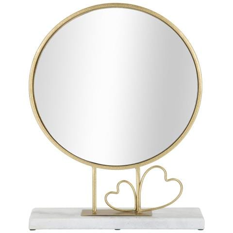 Specchio Da Tavolo Cuore 25 - Oro - Metallo - 30x9x39,5 Cm - Foto 1