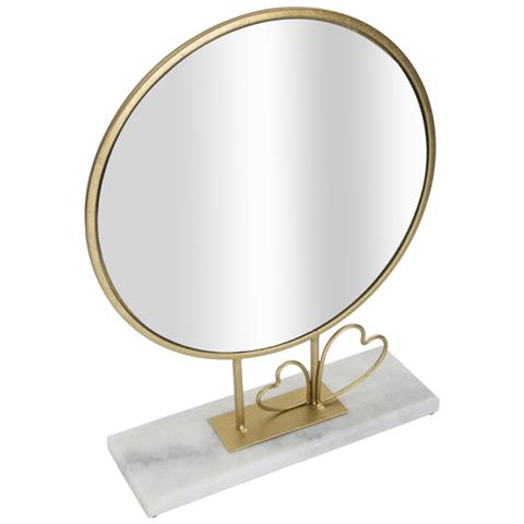 Specchio Da Tavolo Cuore 25 - Oro - Metallo - 30x9x39,5 Cm - Foto 2