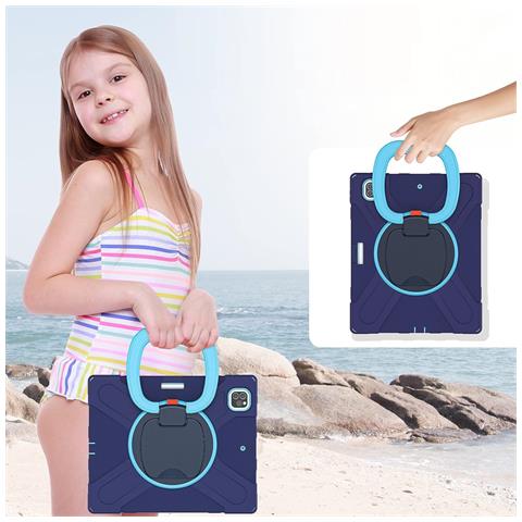 Custodia Resistente Per Ipad Pro 12.9"" Con Supporto Rotante - Elegante In Blu - Foto 4