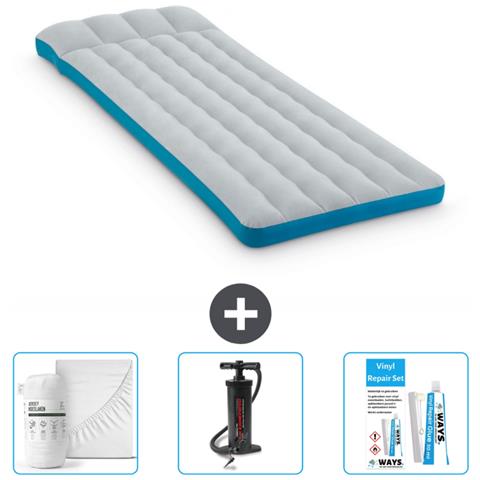 Set Materassino Gonfiabile - 189x72x20 Cm - Blu - Include Accessori Coordinati Cb3 - Foto 1