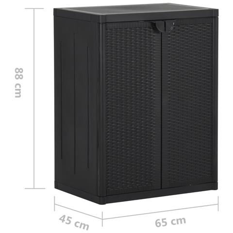 Armadio Da Giardino Nero 65x45x88 Cm In Rattan Pp - Foto 8
