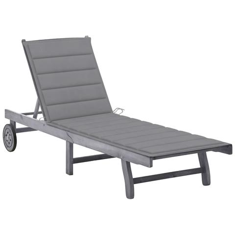 Lusso Casadino -  Sdraio Da Giardino Grigia Con Cuscino In Massello Di Acacia - Foto 2