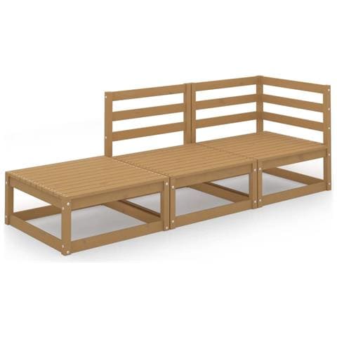 Lusso Casadino -  Set Divani Da Giardino 3pz Marrone Ambra Legno Massello Di Pino - Foto 1