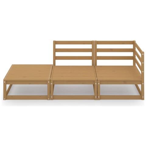 Lusso Casadino -  Set Divani Da Giardino 3pz Marrone Ambra Legno Massello Di Pino - Foto 2