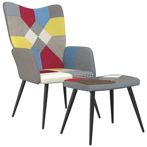 Lusso Casadino -  Poltrona Relax Con Poggiapiedi In Tessuto Patchwork - Foto 1