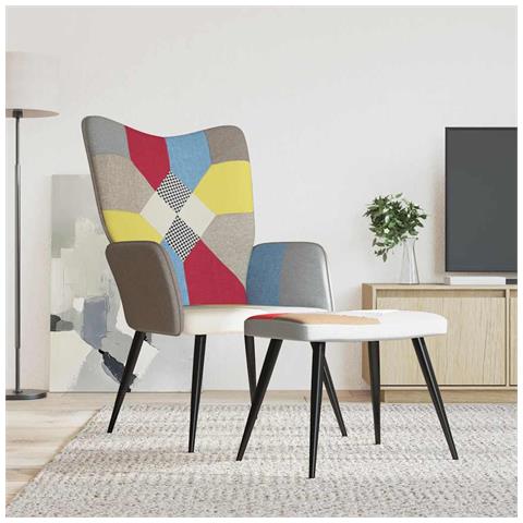 Lusso Casadino -  Poltrona Relax Con Poggiapiedi In Tessuto Patchwork - Foto 8