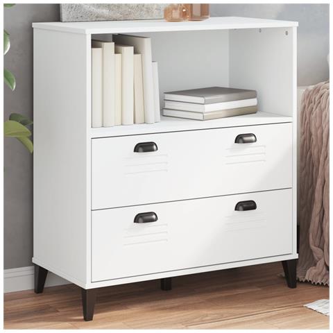 Lusso Casadino -  Libreria Viken Bianca 80x40x80 Cm In Legno Multistrato - Foto 8