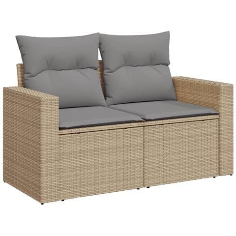 Divano da Giardino con Cuscini a 2 Posti Beige in Polyrattan - Foto 1