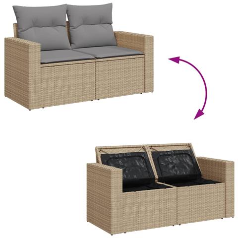 Divano da Giardino con Cuscini a 2 Posti Beige in Polyrattan - Foto 9