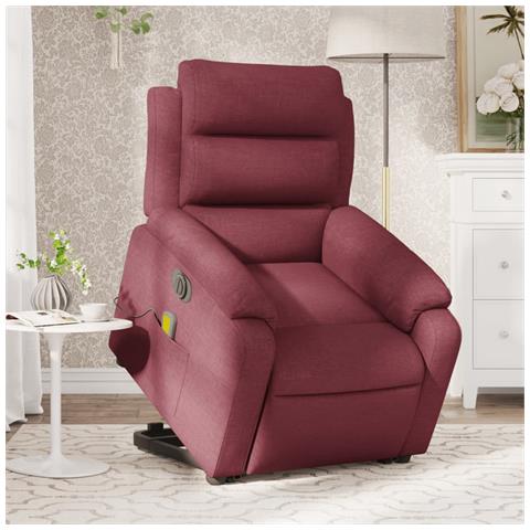 Poltrona Alzapersona Massaggiante Elettrica Rosso Vino Tessuto - Foto 2