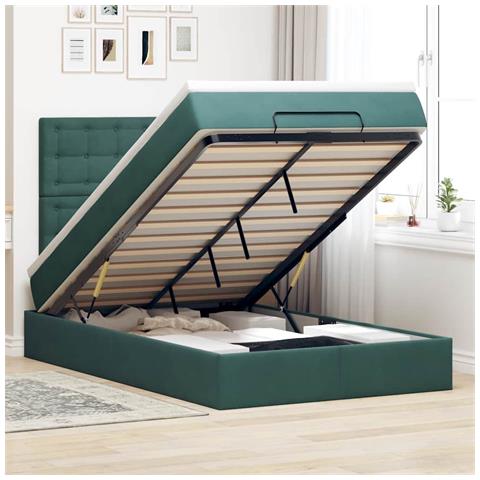 Struttura Letto Pouf con Materassi 120x190 cm Velluto - Foto 2