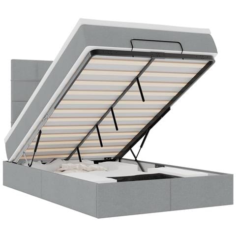 Struttura Letto Pouf con Materasso 120x190 cm in Tessuto - Foto 1