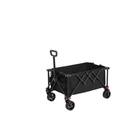 Carrello Pieghevole Per Carri Multiuso Con Ruote Per Tutti I Terreni, Carrelli Da Giardino Per Impieghi Gravosi Con Maniglia, Per Lo Shopping In Campeggio Pesca Sportiva Nera - Foto 1