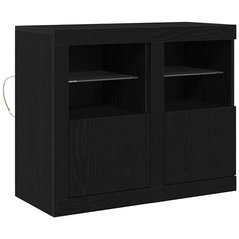 Mobile laterale 2 pcs Rovere nero 41 x 37 x 67 cm - Foto 1
