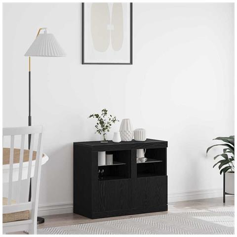 Mobile laterale 2 pcs Rovere nero 41 x 37 x 67 cm - Foto 2
