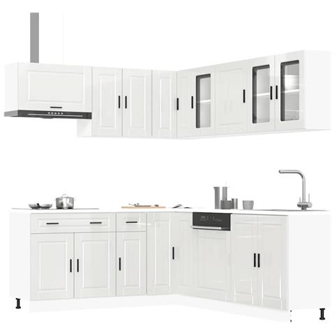 Set Mobili da Cucina 11 pz Porto Bianchi Lucido in Truciolato - Foto 2