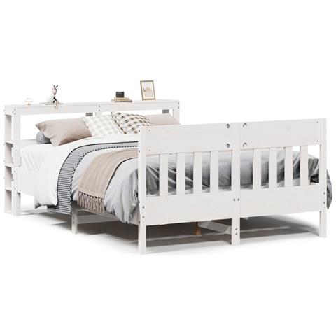 Letto senza Materasso Bianco 120x200 cm Legno Massello di Pino - Foto 1