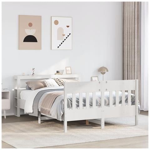 Letto senza Materasso Bianco 120x200 cm Legno Massello di Pino - Foto 2