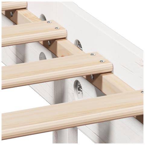 Letto senza Materasso Bianco 120x200 cm Legno Massello di Pino - Foto 9
