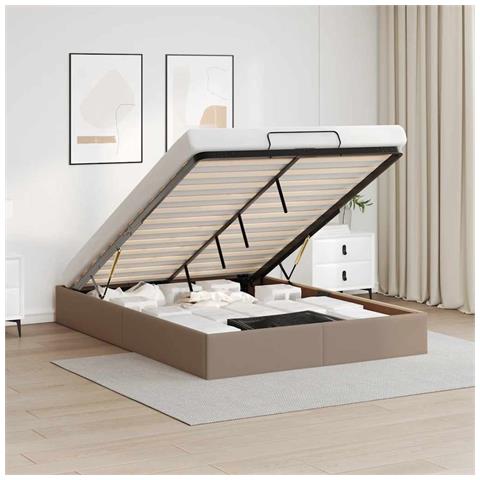 Struttura Letto Pouf senza Materasso 140x190 cm Similpelle - Foto 2