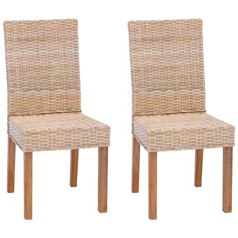 Sedia da pranzo 2 pcs Naturale 45 x 54 x 93 cm - Foto 1