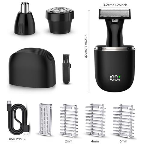 Rasoio Elettrico 3-in-1 Per Uomo - Kit Di Grooming Ricaricabile Usb Type-c Impermeabile - Foto 2