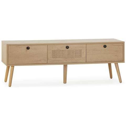 Mobile Tv Bella 3 Ante Color Rovere Con Rattan Naturale - Foto 1