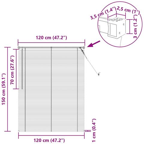 Tenda Veneziana Marrone Scuro con Motivo 150 x 120 cm PVC - Foto 9