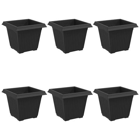 Vaso quadrato per fiori 6 pcs Nero 20 x 20 x 16 cm Plastica - Foto 1