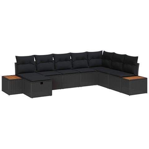 Set Divano da Giardino con cuscino Nero polyrattan - Foto 1