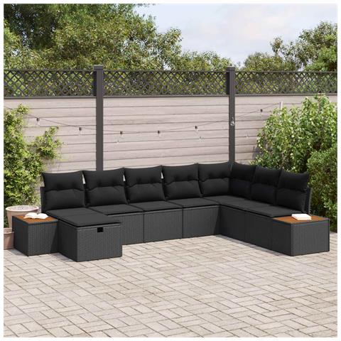 Set Divano da Giardino con cuscino Nero polyrattan - Foto 2