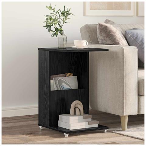 Tavolo laterale Rovere Nero 40 x 35 x 60 cm Legno multistrato - Foto 2