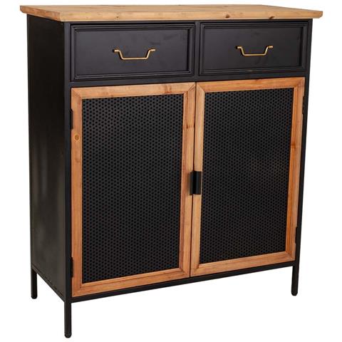 Mobile Da Ingresso In Legno E Metallo Nero 80x34x90h - Foto 1